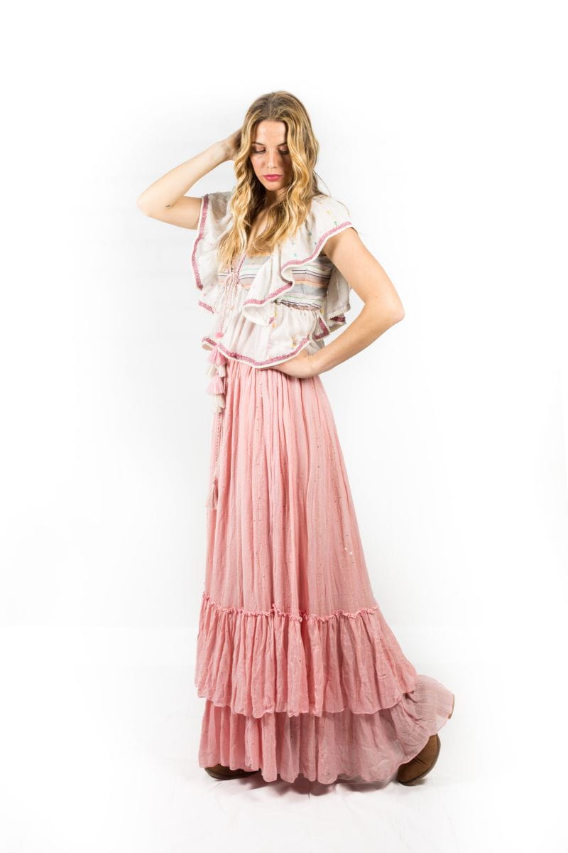 SAVAGE CULTURE Bestickte Bluse Roatan mit Taillenbindung und Quasten Weiß - M, Kleid, Rock, Erwachsener, Person, Frau, Kleid, Rock, Erwachsener, Person, Frau, Kleid, Rock, Erwachsener, Person, Frau