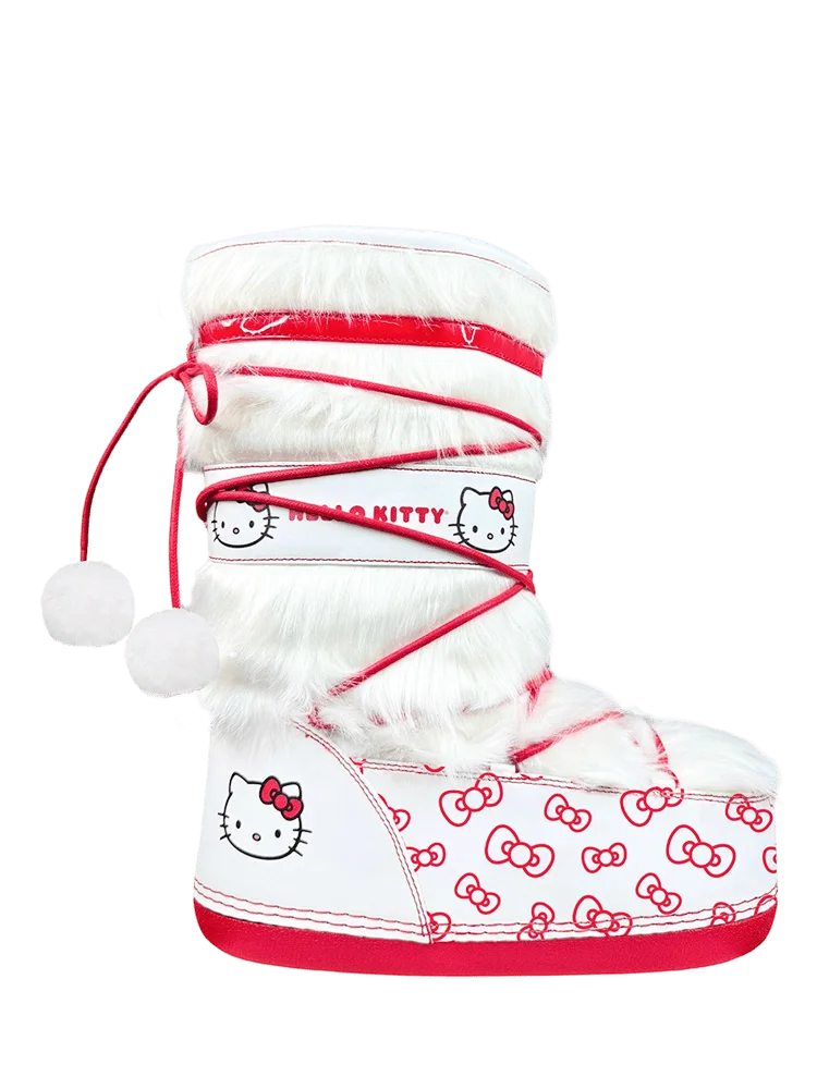 Y.R.U. Blizz Hello Kitty Snow Moon Boots Schneestiefel Weiß Rot US 8