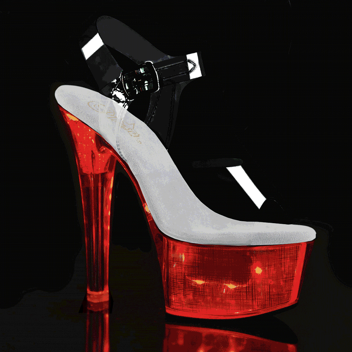 Pleaser FLASHDANCE-608CH Damen Sandale Transparent