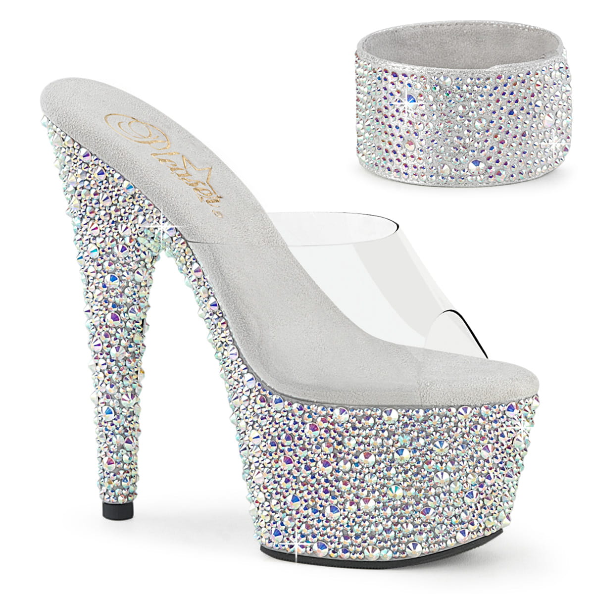 Pleaser BEJEWELED-712MS Damen Slipper Transparent EU 40