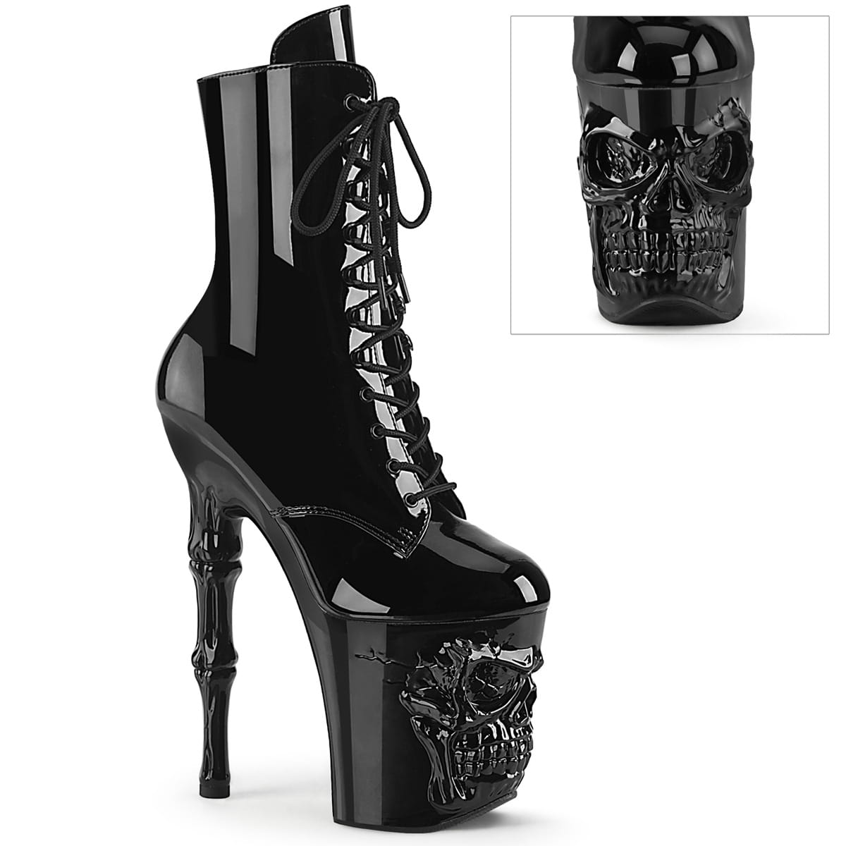 Pleaser RAPTURE-1020 Damen Stiefelette Schwarz Glanz EU 40