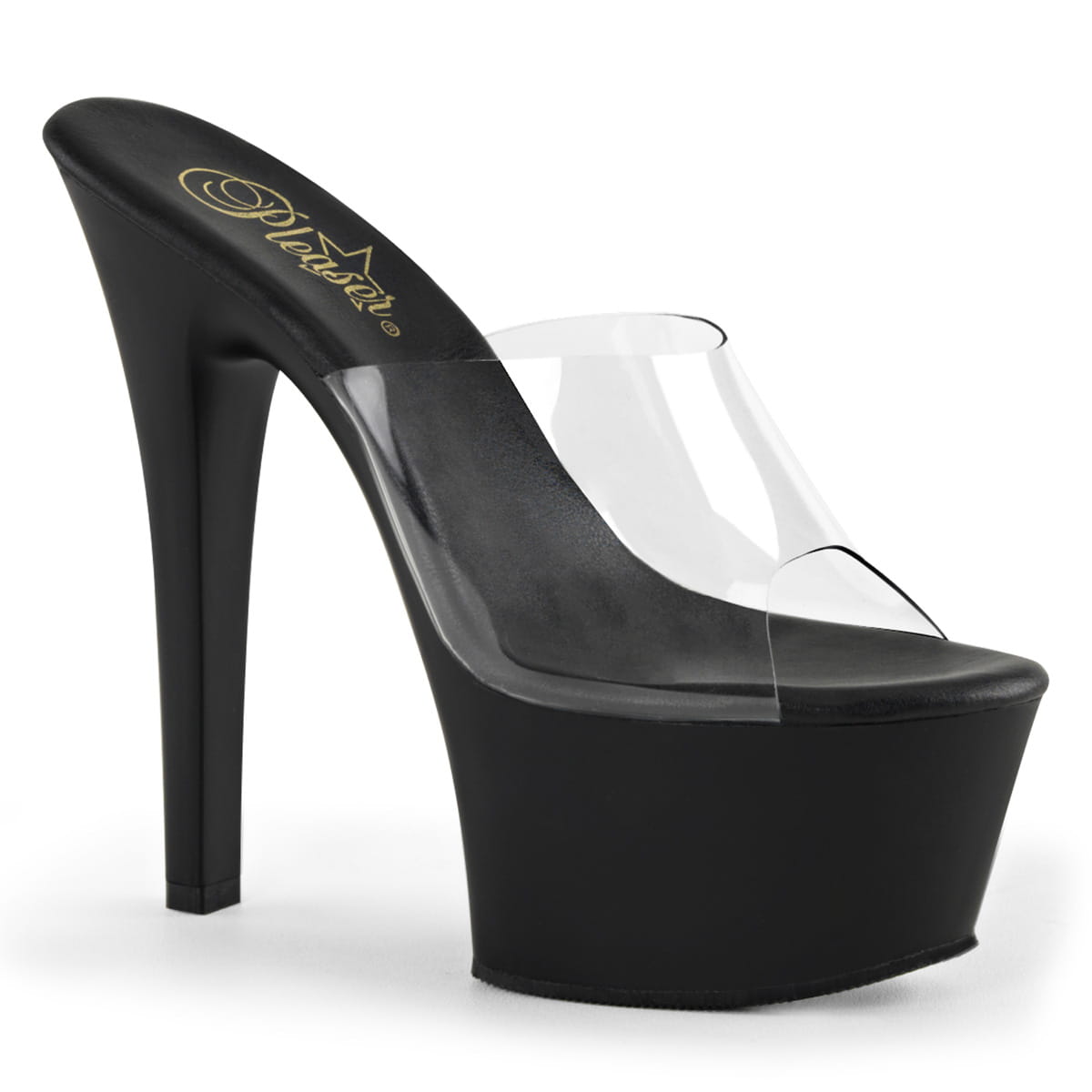 Pleaser ASPIRE-601 Damen Slipper Transparent Schwarz EU 37