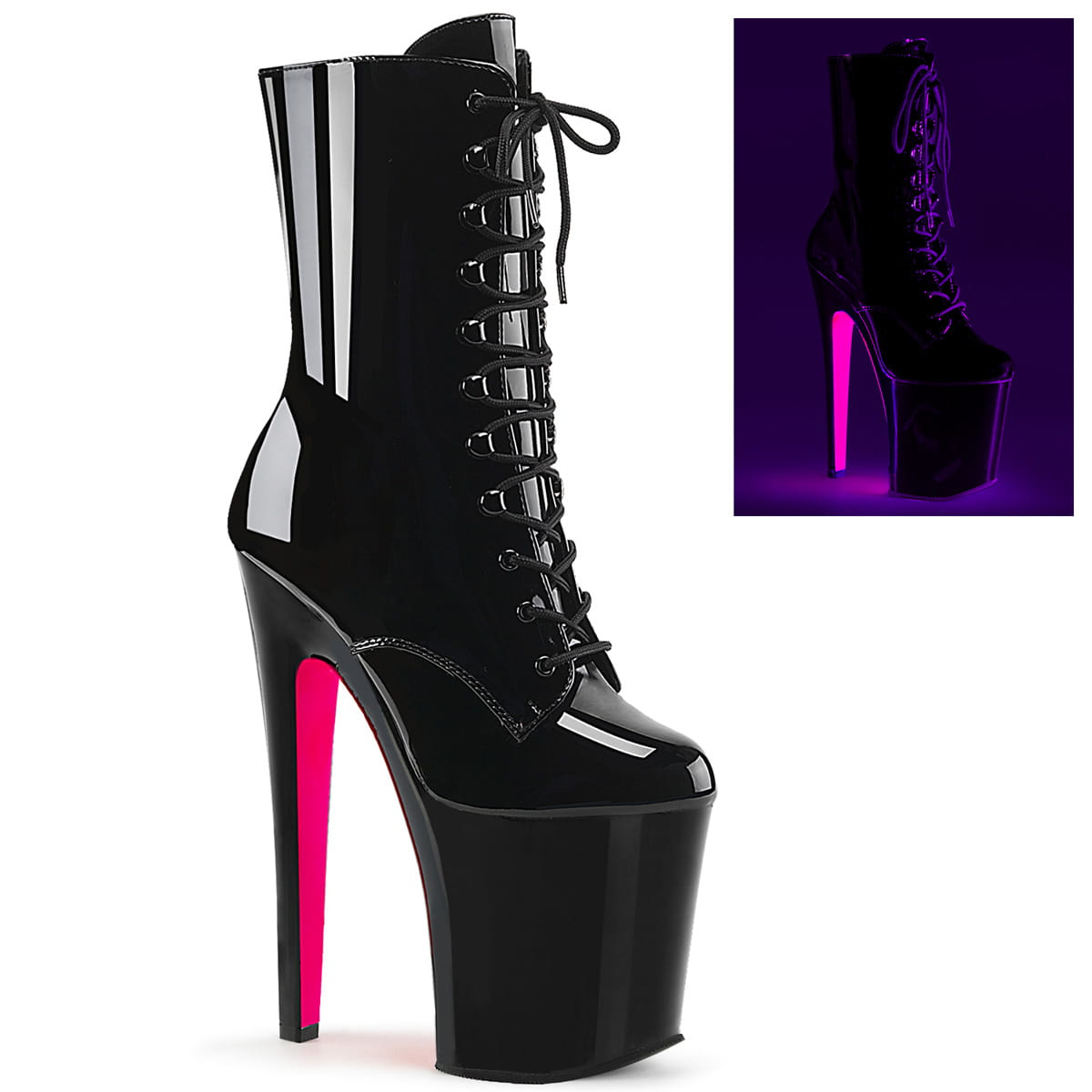 Pleaser XTREME-1020TT Damen Stiefelette Schwarz