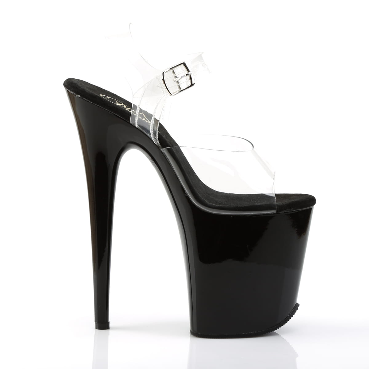 Pleaser FLAMINGO-808 Damen Sandale Transparent Schwarz EU 42
