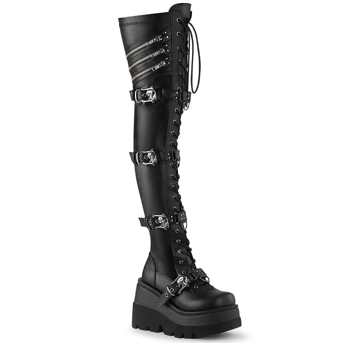 DemoniaCult SHAKER-420 Damen Stiefel Schwarz