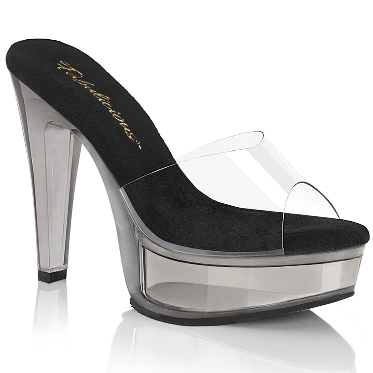 Fabulicious MARTINI-501 Damen Slipper Transparent Schwarz EU 41