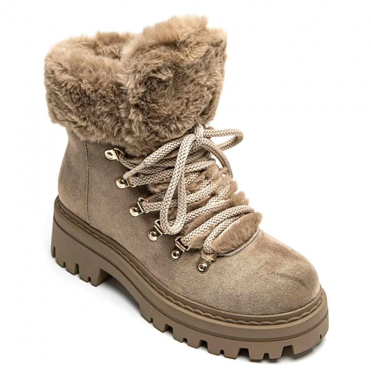 PeachyBoots Flauschige Winterstiefel Khaki 39