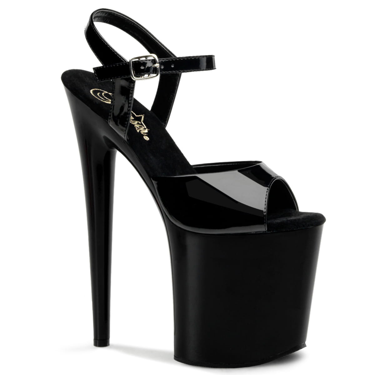 Pleaser FLAMINGO-809 Damen Sandale Schwarz Glanz EU 37