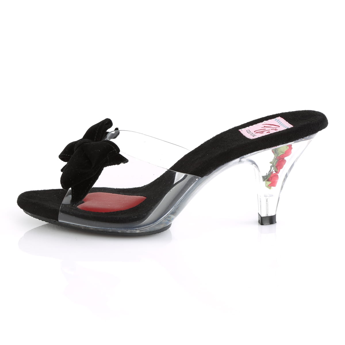 Pin Up Couture BELLE-301BOW Damen Slipper Transparent Schwarz EU 36