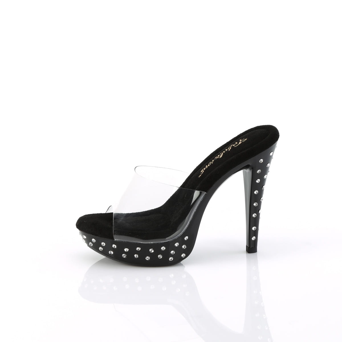 Fabulicious COCKTAIL-501SDT Damen Slipper Transparent Schwarz EU 44