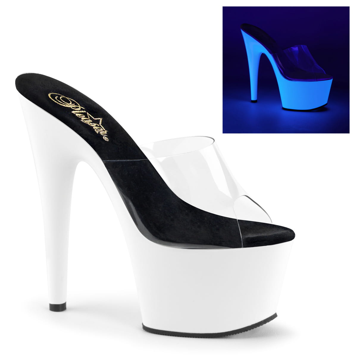 Pleaser ADORE-701UV Damen Slipper Transparent EU 38
