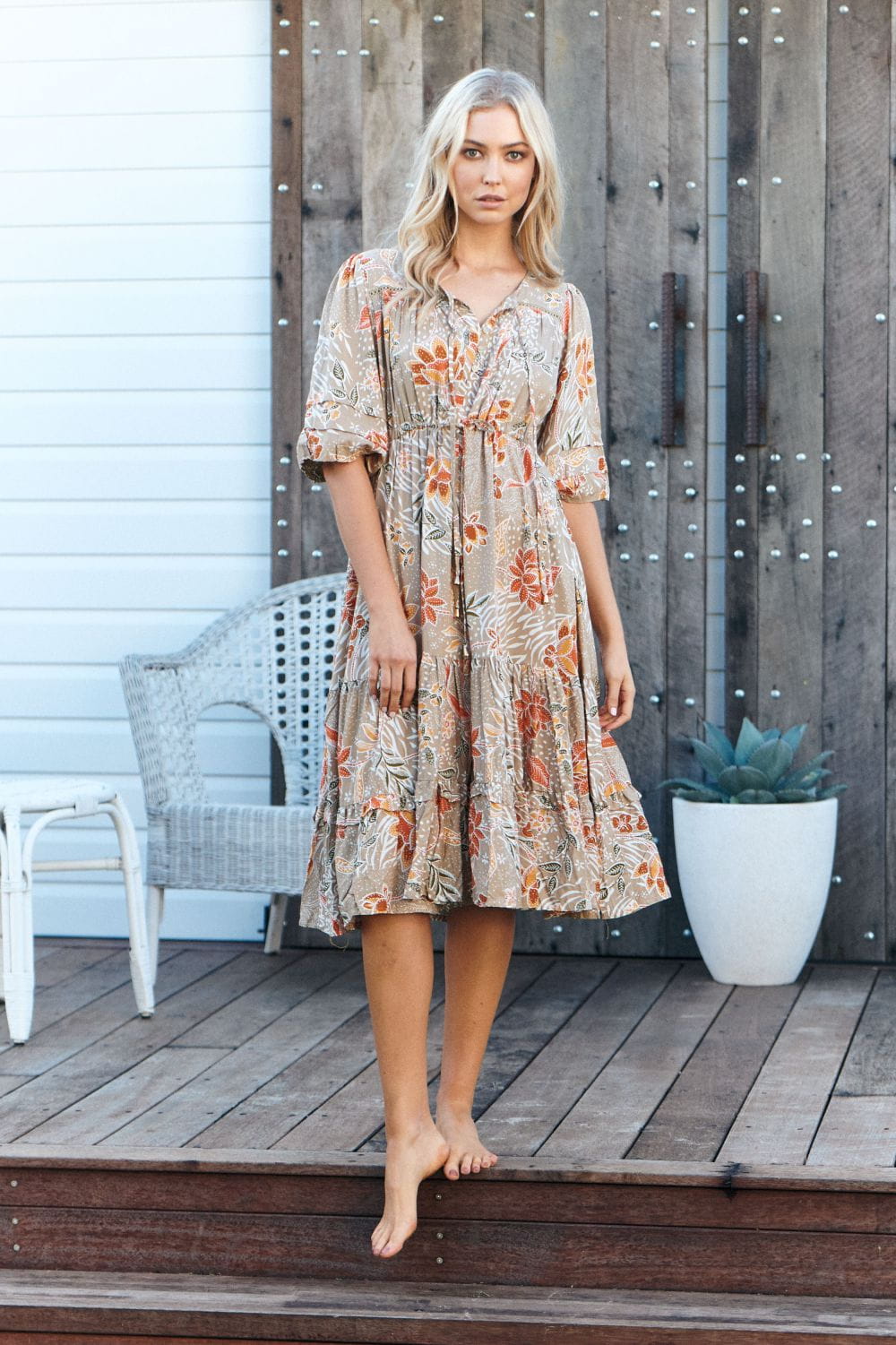 JAASE Fallon Olly Midikleid Orange – Trendiges Kleid für Damen - XS