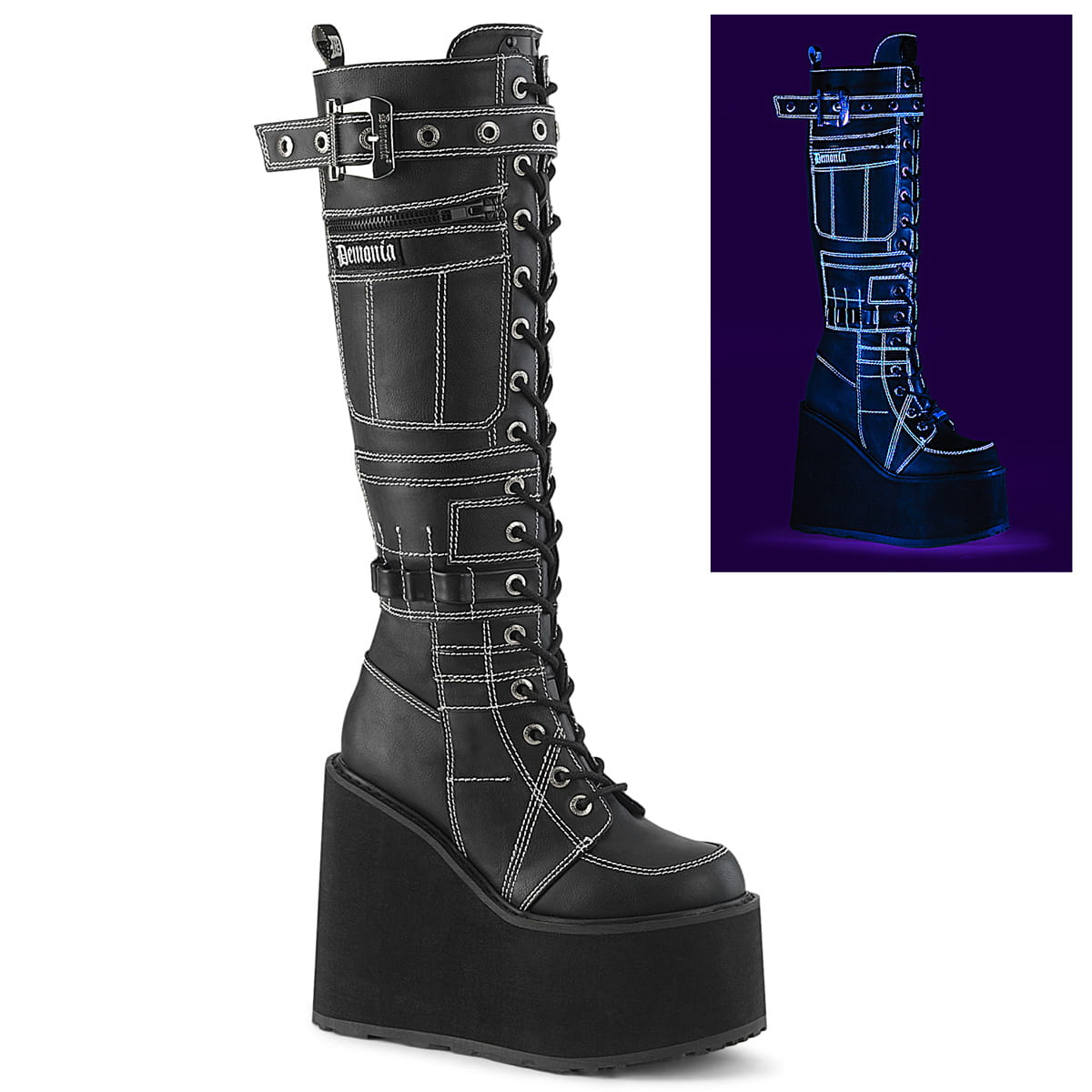 DemoniaCult SWING-260 Damen Stiefel Schwarz