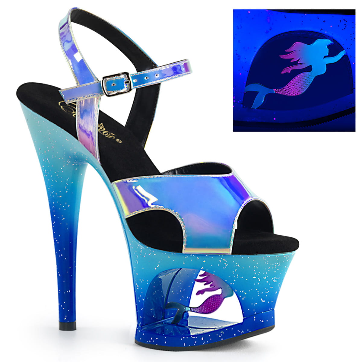 Pleaser MOON-711MER Damen Sandale Blau