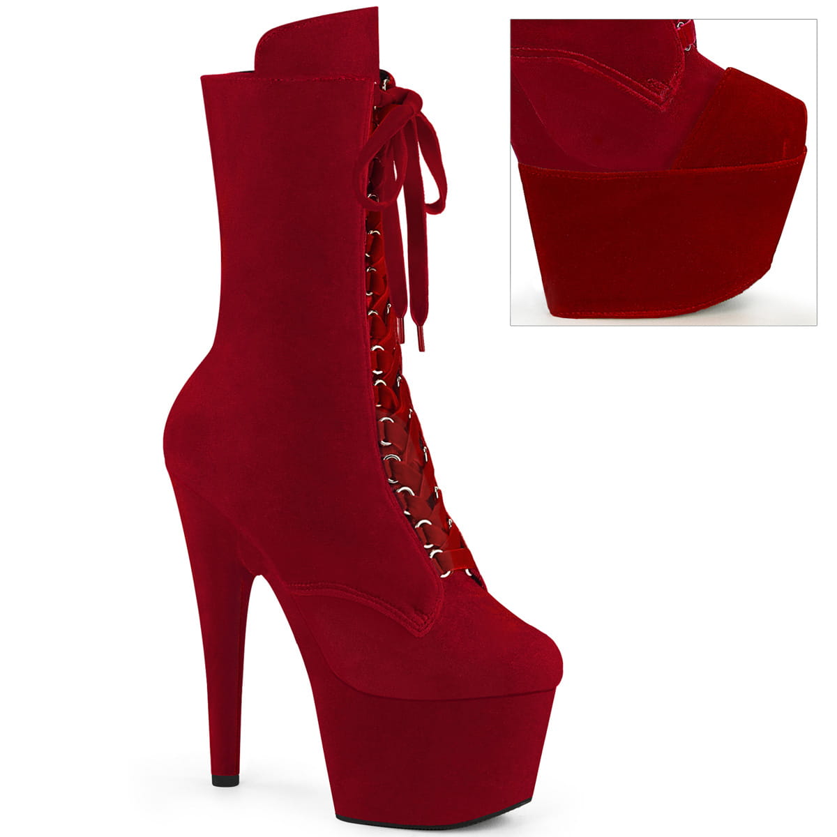 Pleaser ADORE-1045VEL Damen Stiefelette Rot EU 40