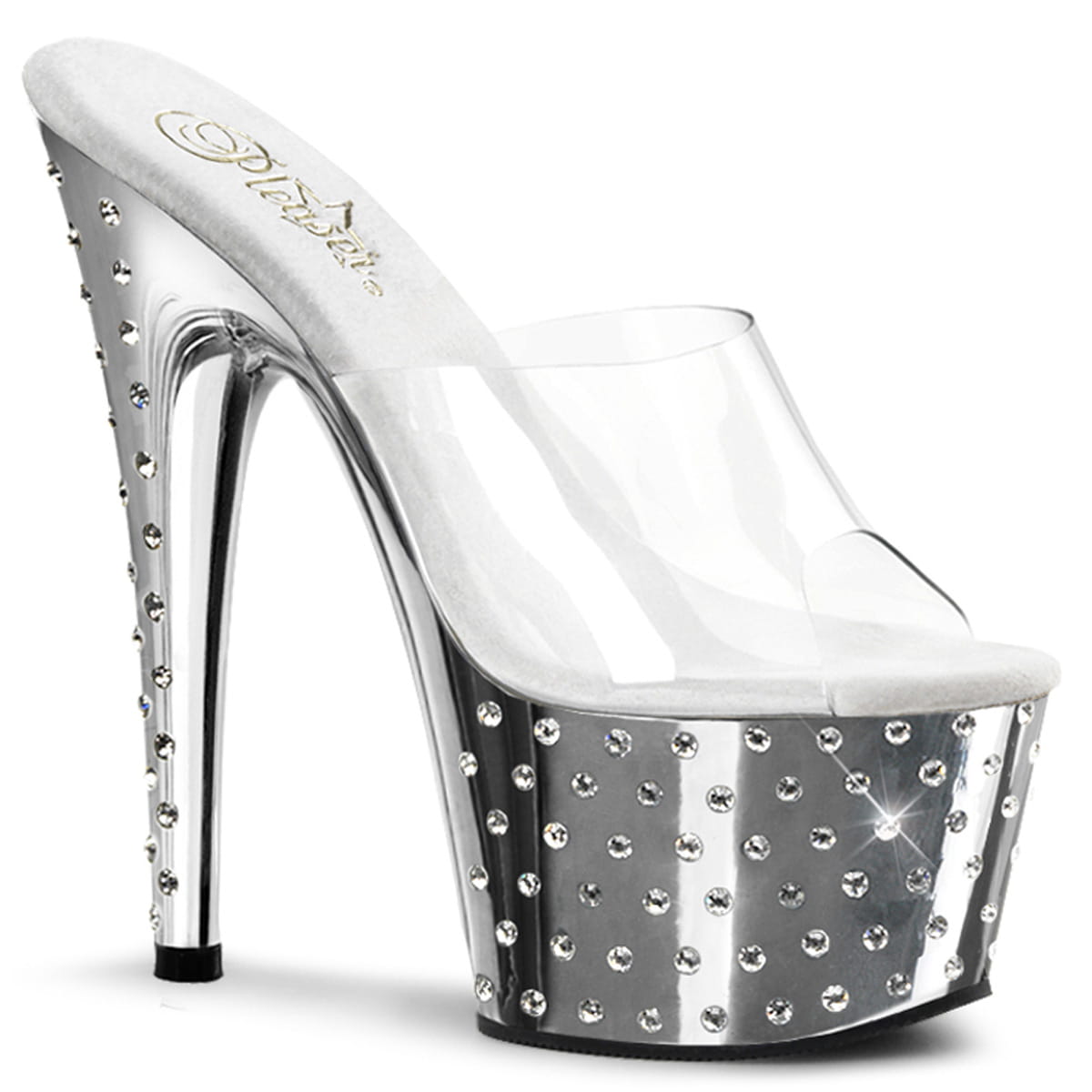 Pleaser STARDUST-701 Damen Slipper Transparent Silber EU 35