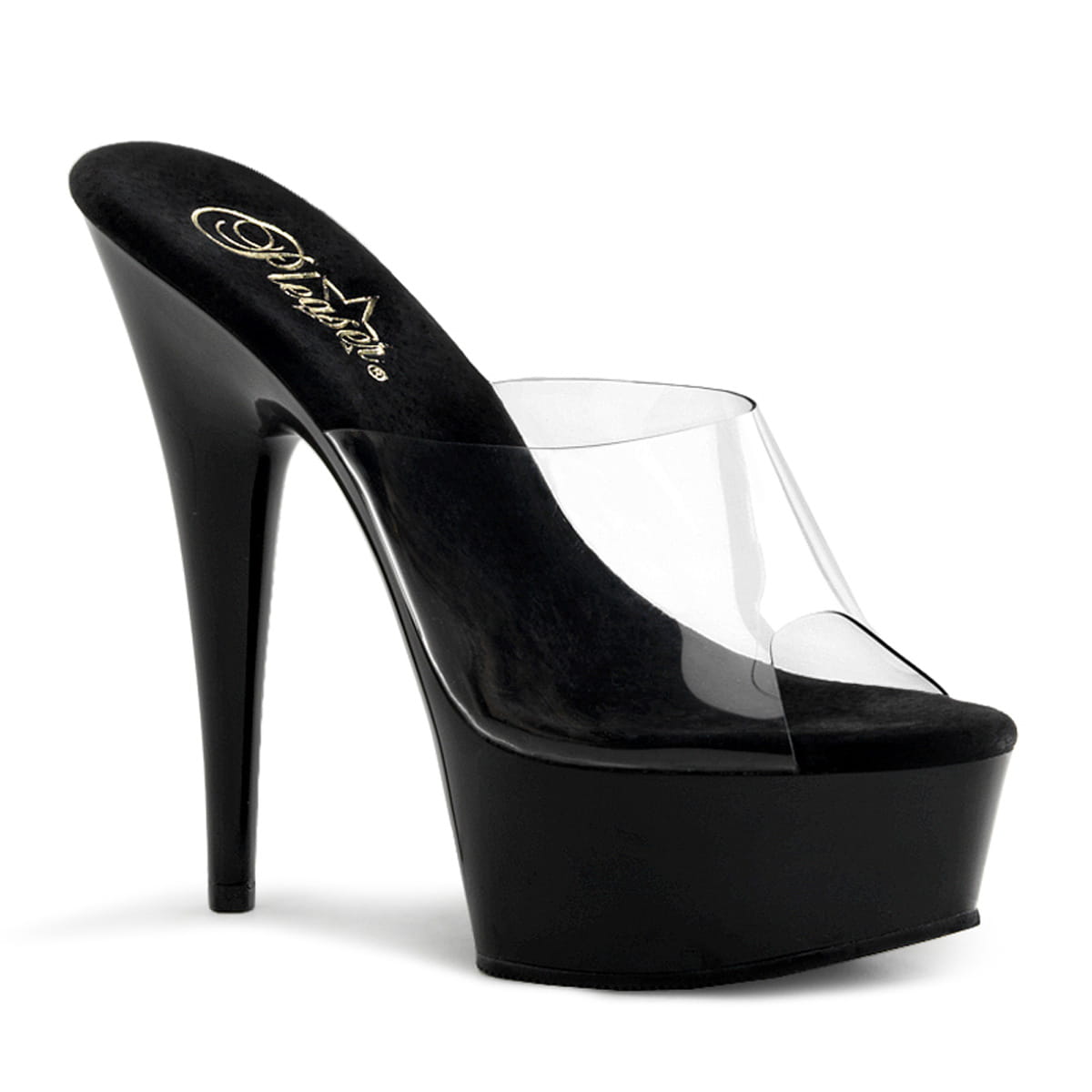 Pleaser DELIGHT-601 Damen Slipper Transparent Schwarz EU 36