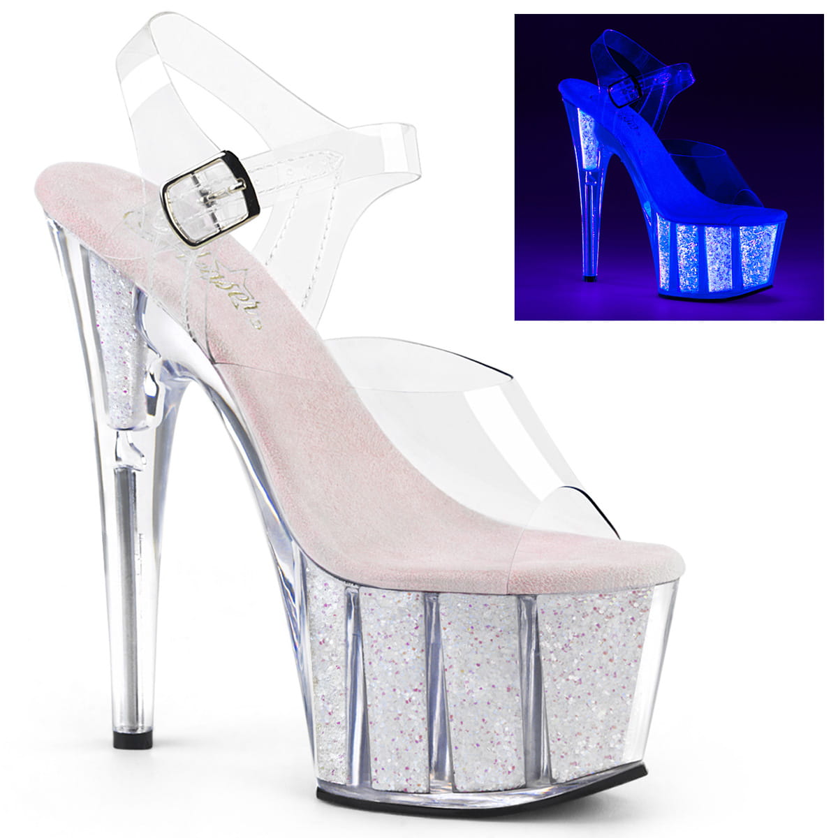 Pleaser ADORE-708UVG Damen Sandale Transparent  EU 37