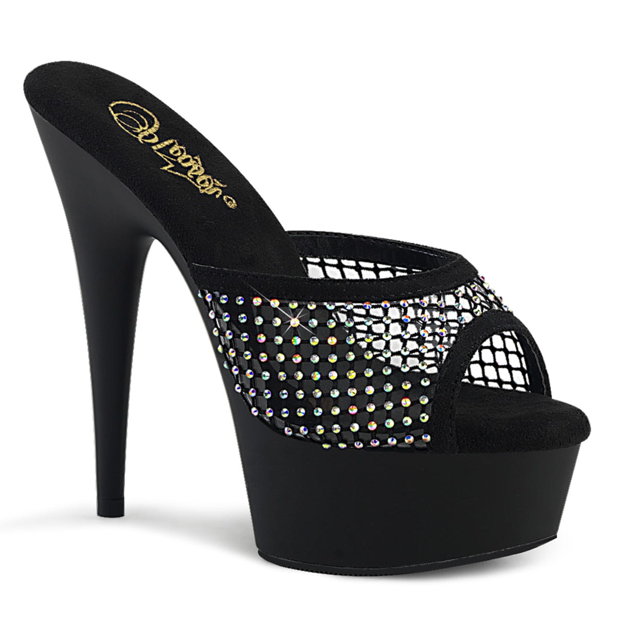 Pleaser DELIGHT-601-6RM Damen Slipper Schwarz EU 38