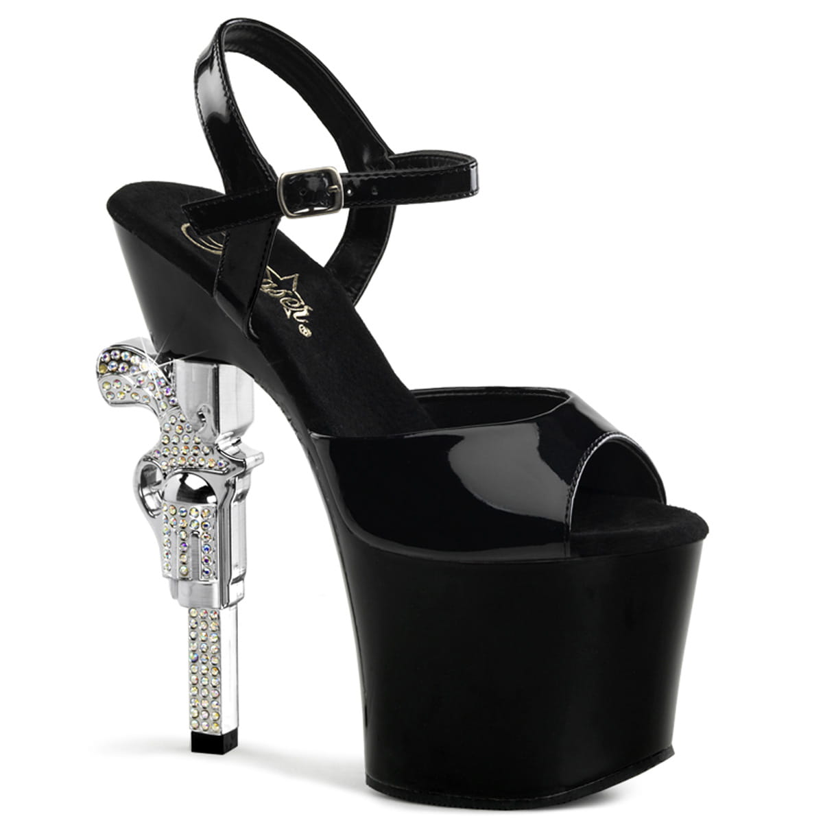 Pleaser REVOLVER-709 Damen Sandale Schwarz