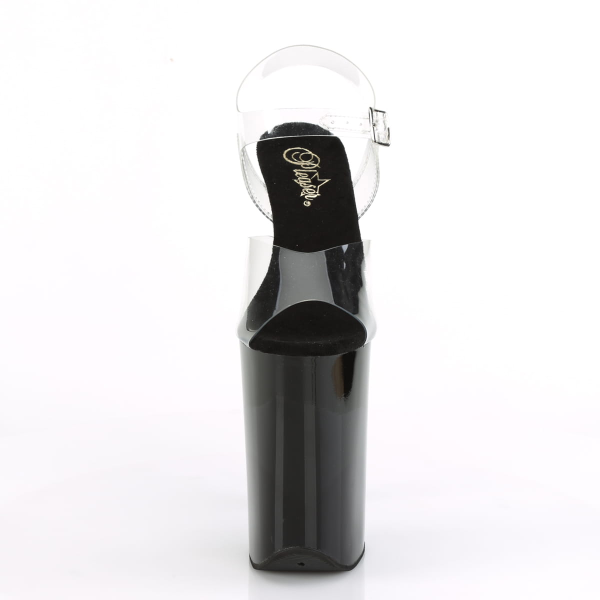 Pleaser INFINITY-908 Damen Sandale Transparent Schwarz EU 42