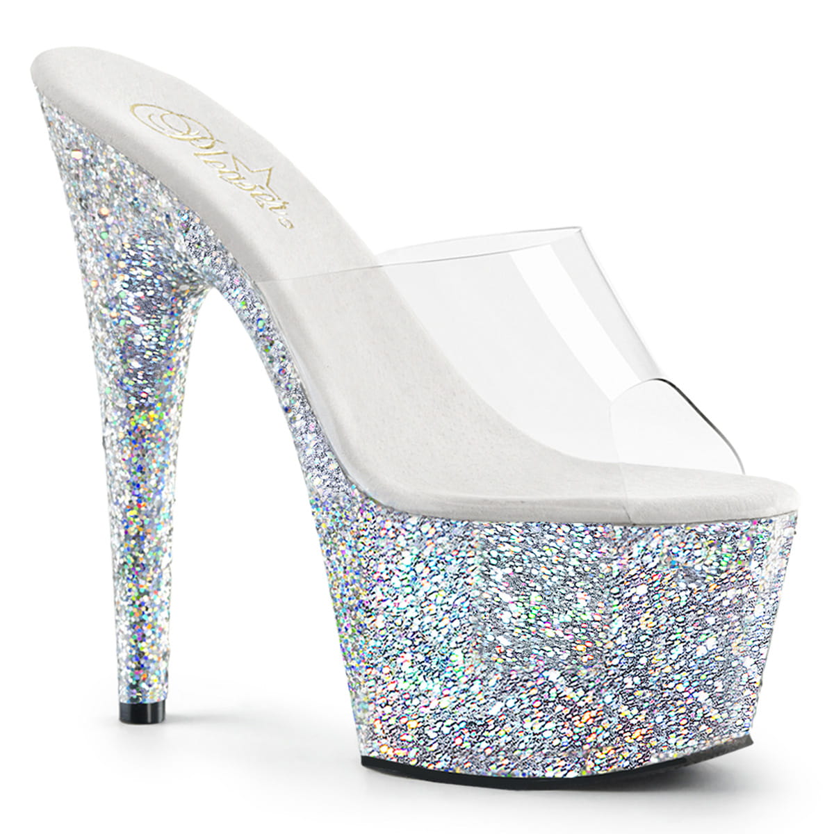 Pleaser ADORE-701LG Damen Slipper Transparent Silber EU 38