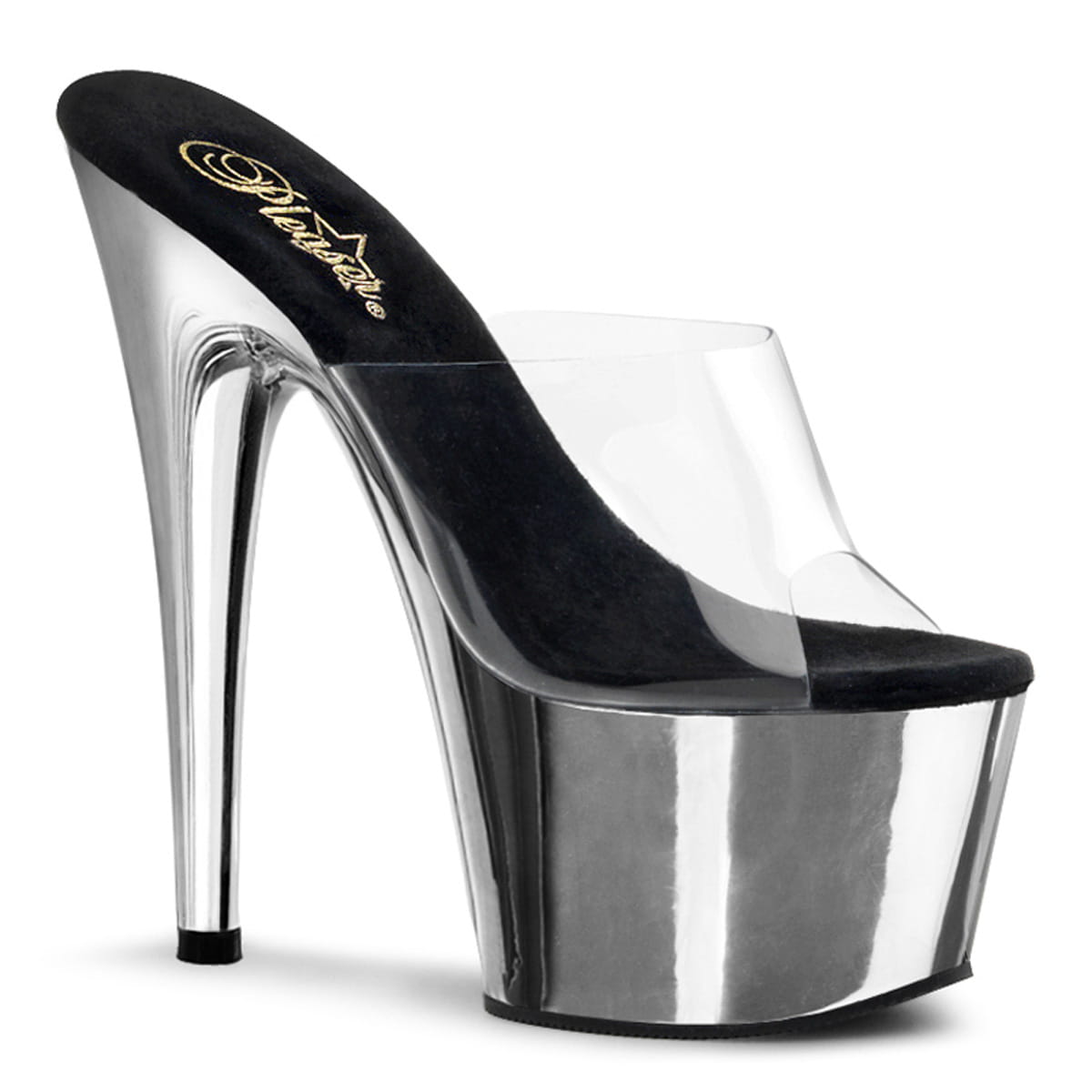 Pleaser ADORE-701 Damen Slipper Transparent Silber EU 38