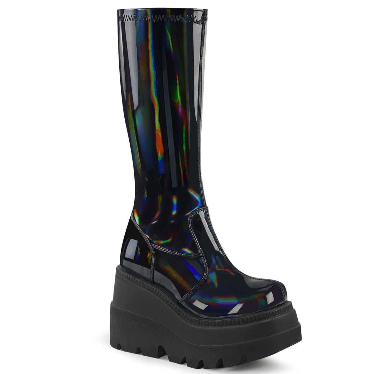 DemoniaCult SHAKER-65 Damen Stiefel Schwarz Hologlanz EU 40