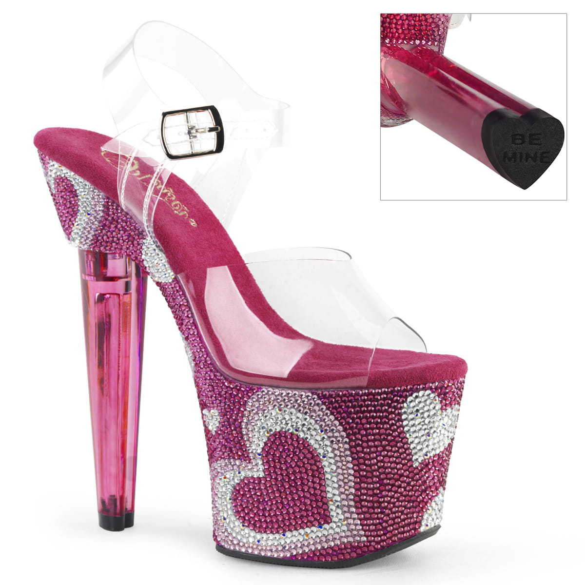 Pleaser LOVESICK-708HEART Damen Sandale Transparent