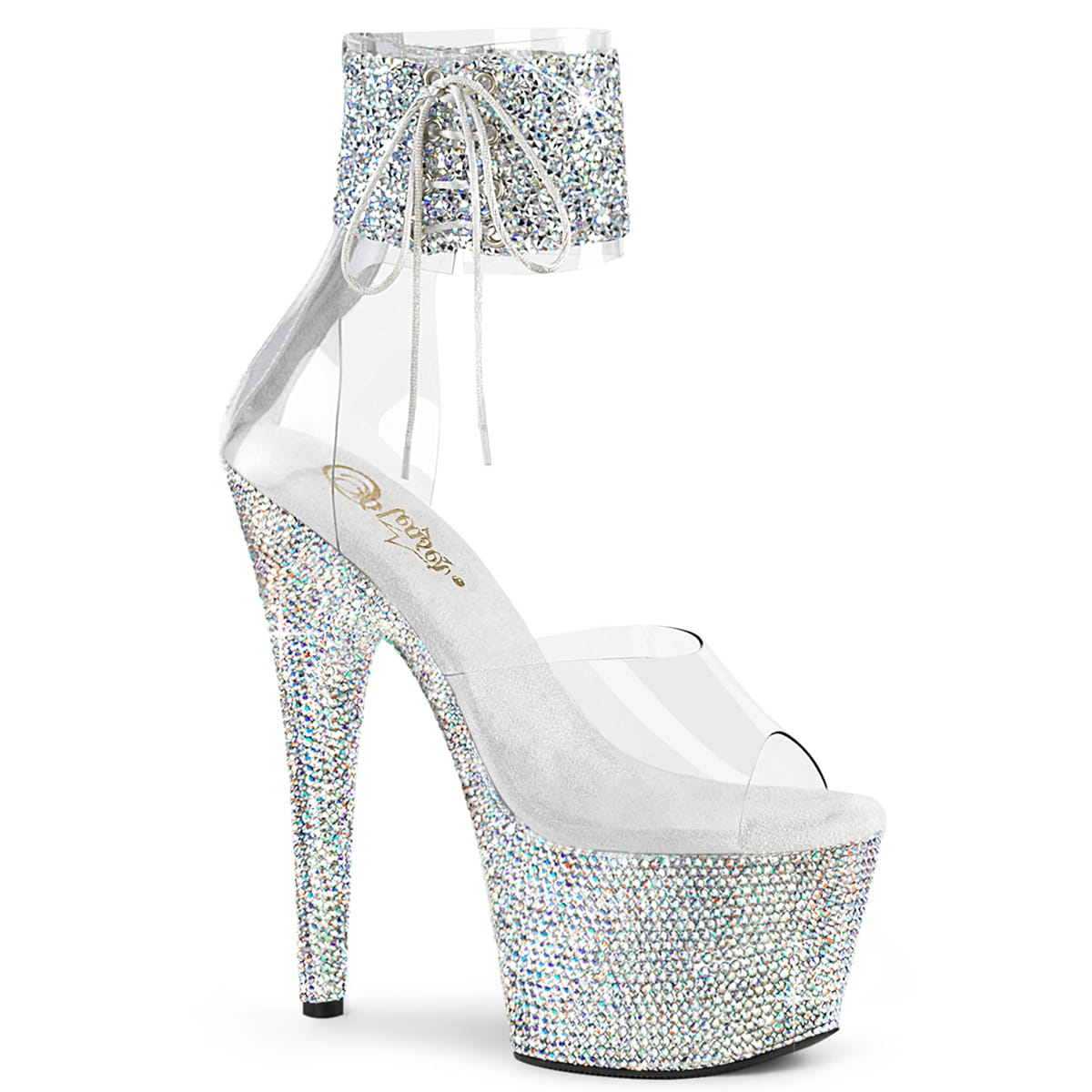Pleaser BEJEWELED-724RS-02 Damen Sandale Transparent Silber EU 35