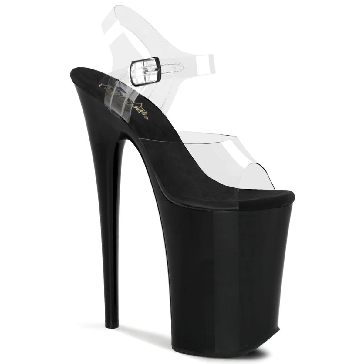 Pleaser INFINITY-908 Damen Sandale Transparent Schwarz EU 42
