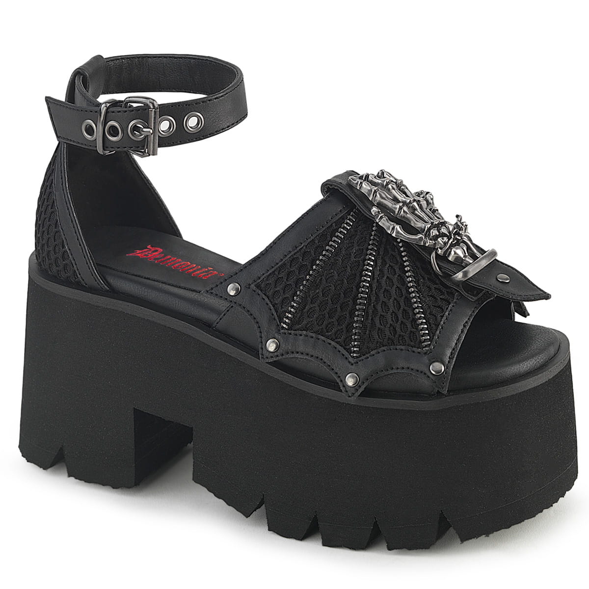 DemoniaCult ASHES-11 Damen Chunky Cut Out Plateau Ankle Strap Sandale