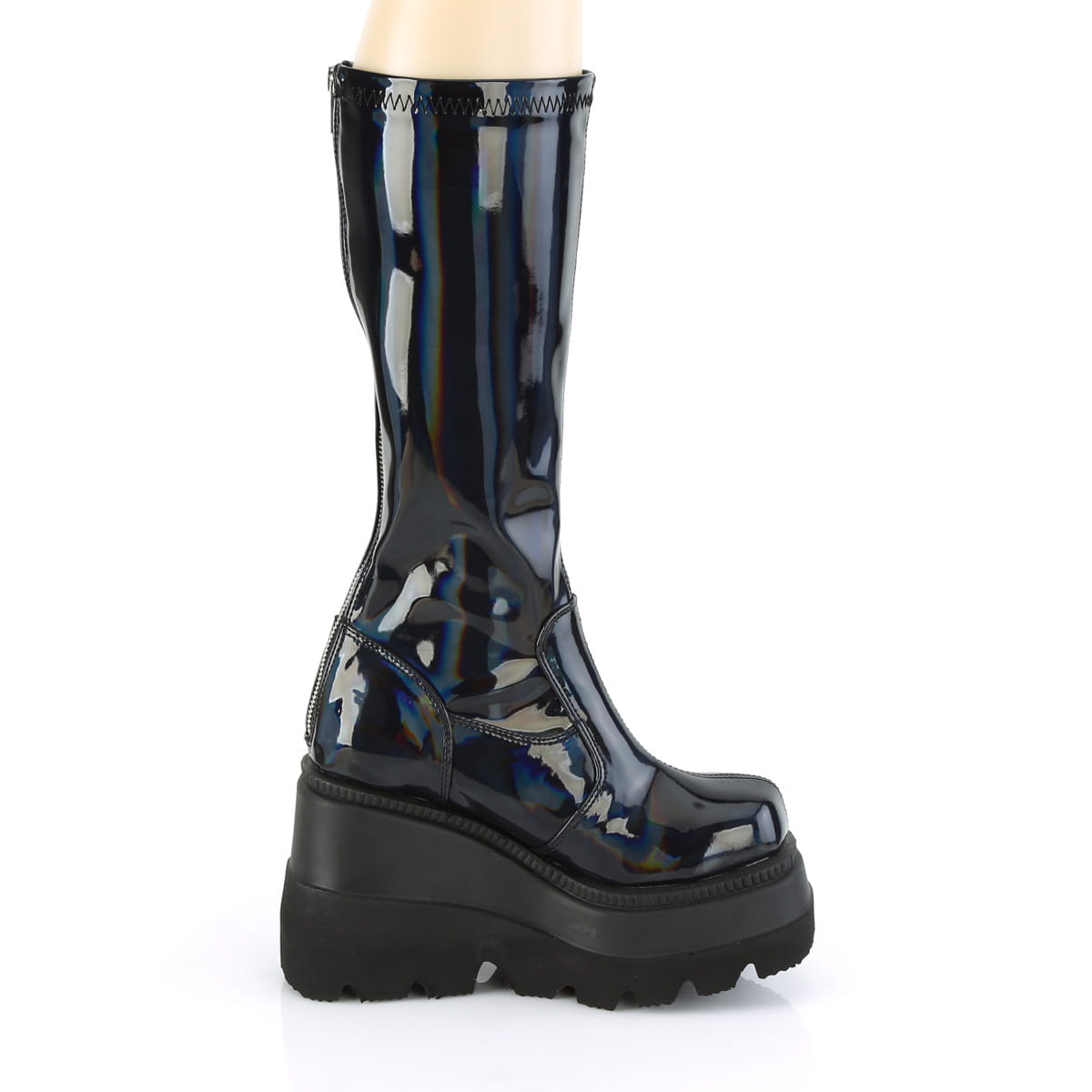 DemoniaCult SHAKER-65 Damen Stiefel Schwarz Hologlanz EU 40