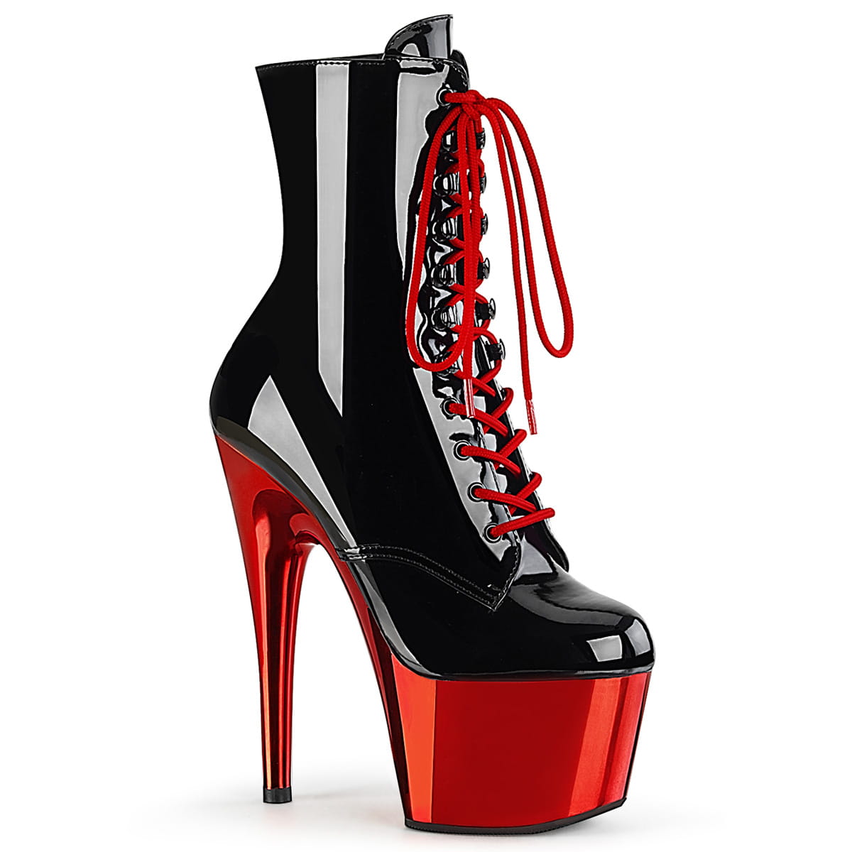 Pleaser ADORE-1020 Damen Stiefelette Schwarz Rot Chrom EU 39