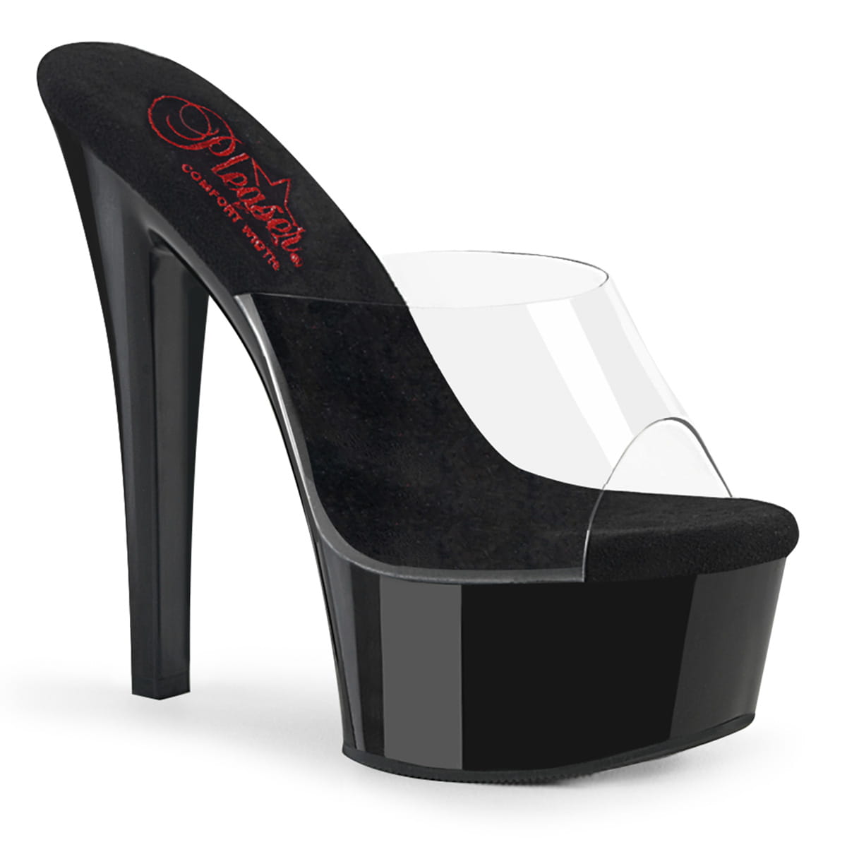 Pleaser GLEAM-601 Damen Slipper Transparent Schwarz EU 39