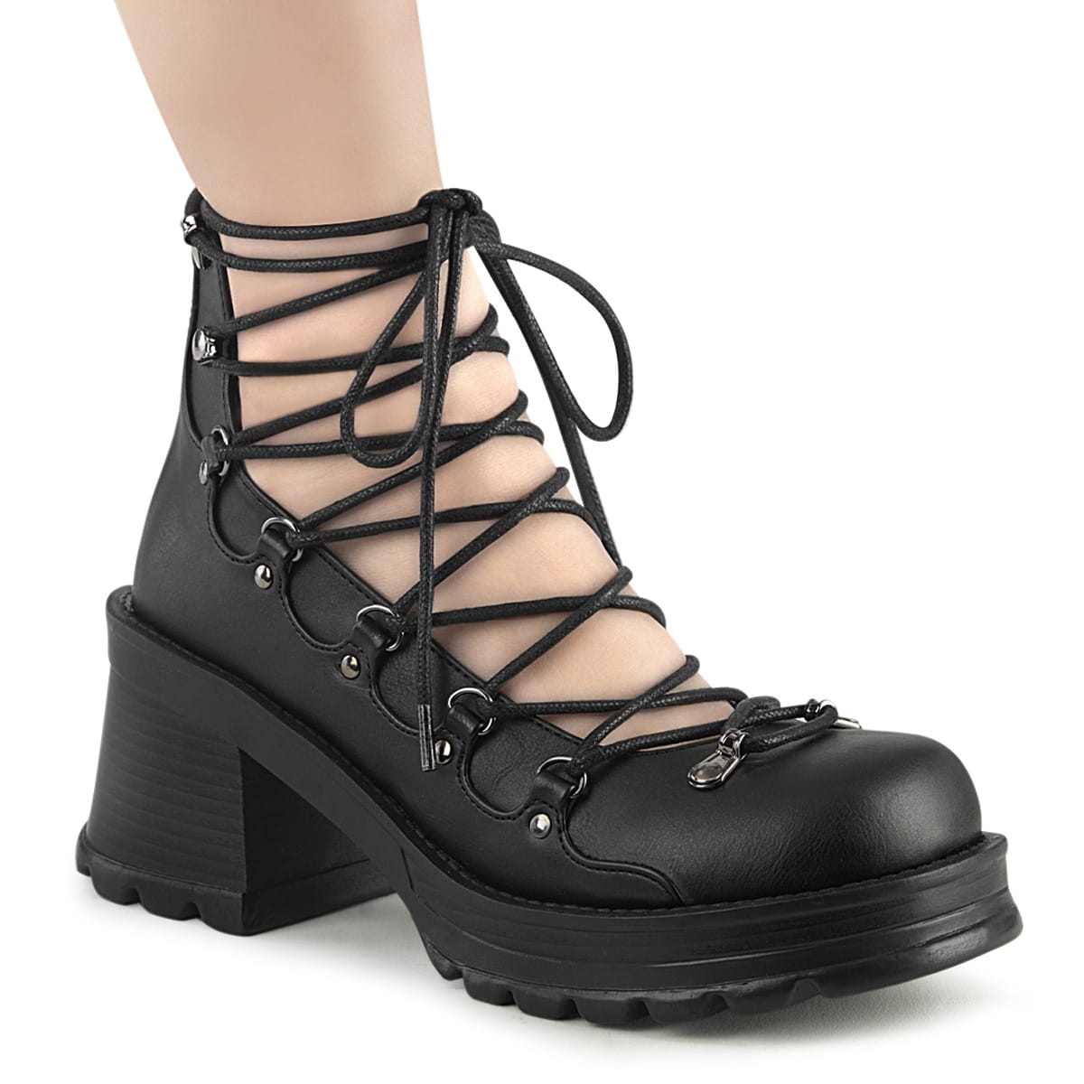 DemoniaCult BRATTY-32 Damen Sandale Schwarz