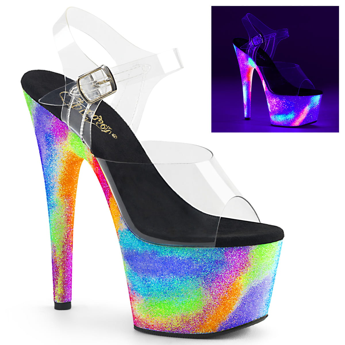 Pleaser ADORE-708GXY Damen Sandale Transparent