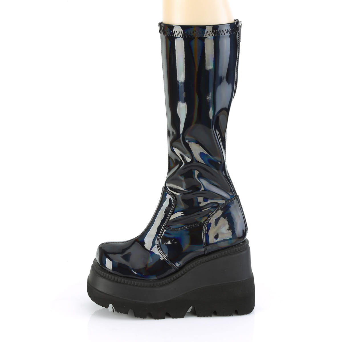 DemoniaCult SHAKER-65 Damen Stiefel Schwarz Hologlanz EU 40