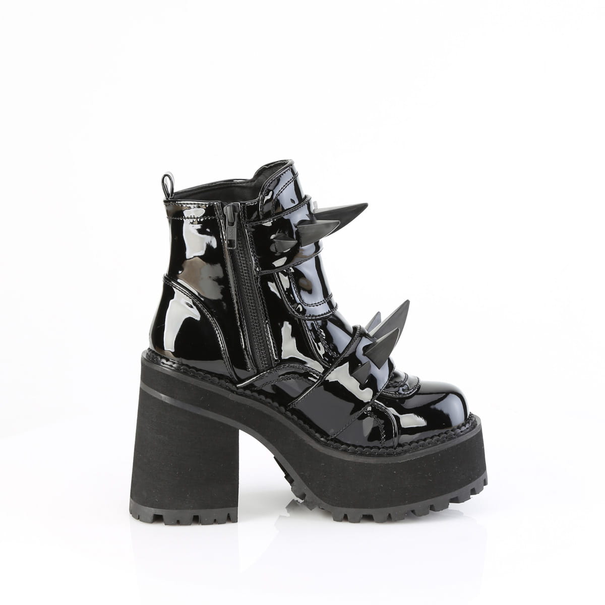 DemoniaCult ASSAULT-72 Damen Stiefelette Schwarz Lack EU 38