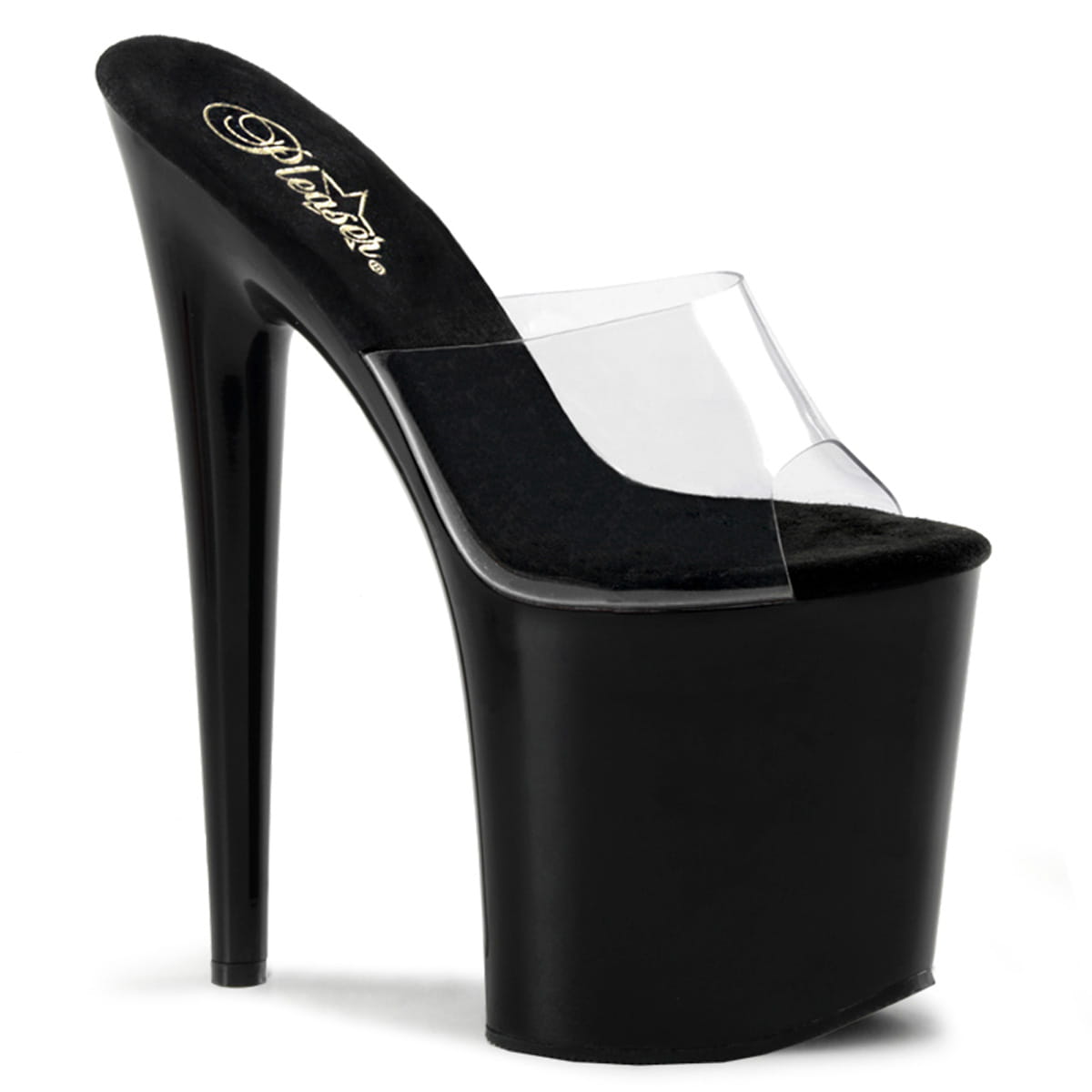 Pleaser FLAMINGO-801 Damen Slipper Transparent Schwarz EU 43