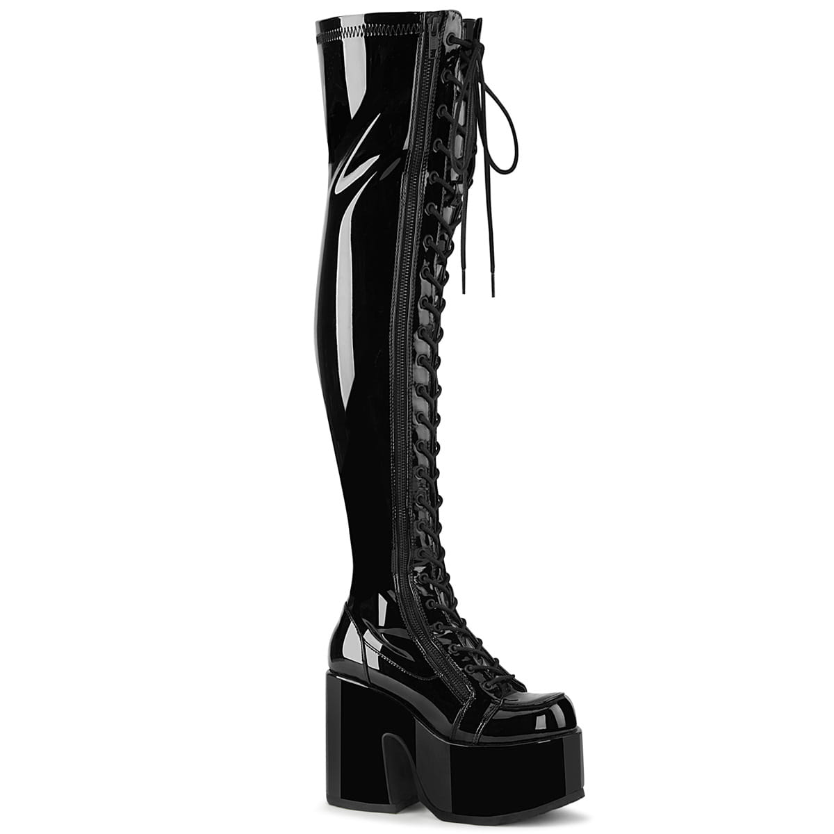 DemoniaCult CAMEL-300 Damen Stiefel Schwarz Lack EU 42