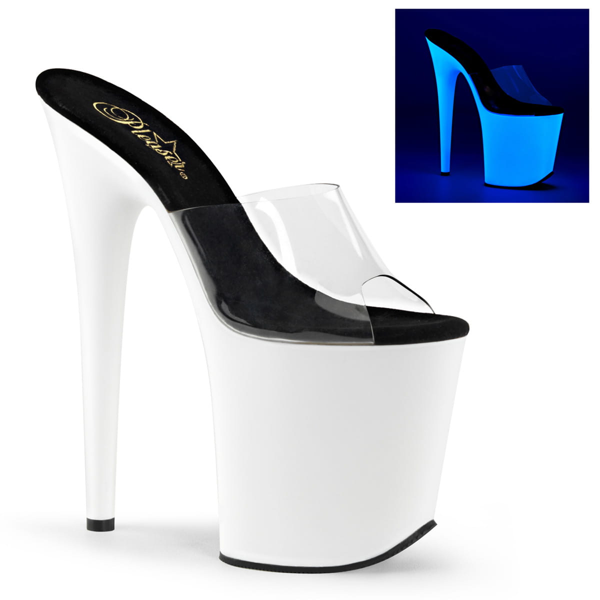 Pleaser FLAMINGO-801UV Damen Slipper Transparent EU 37
