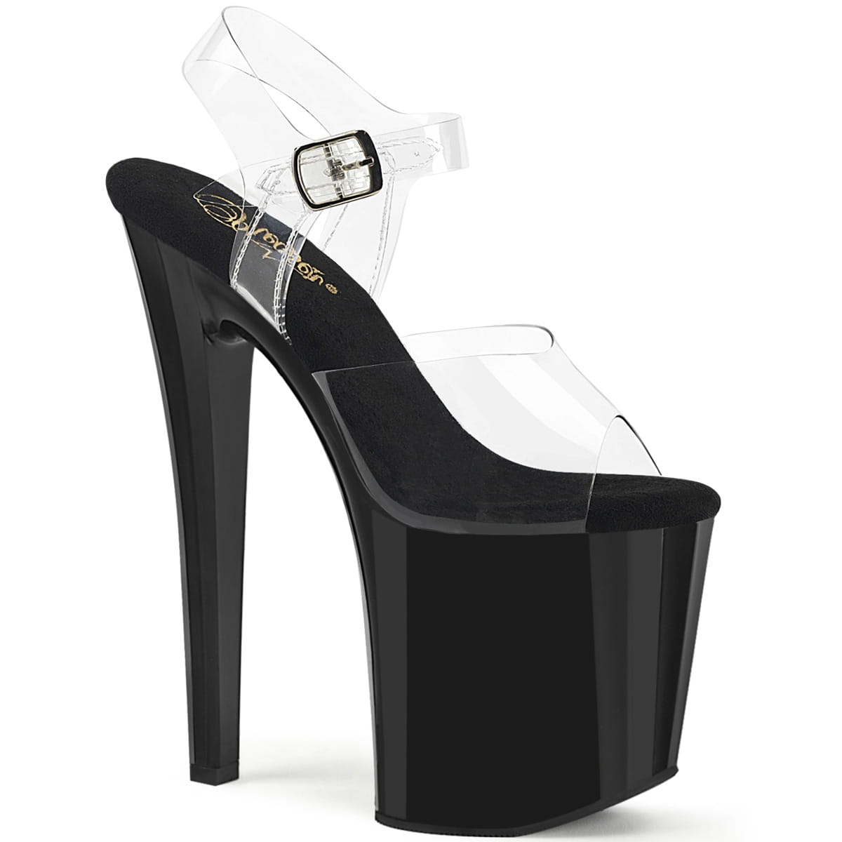 Pleaser ENCHANT-708 Damen Sandale Transparent Schwarz  EU 38
