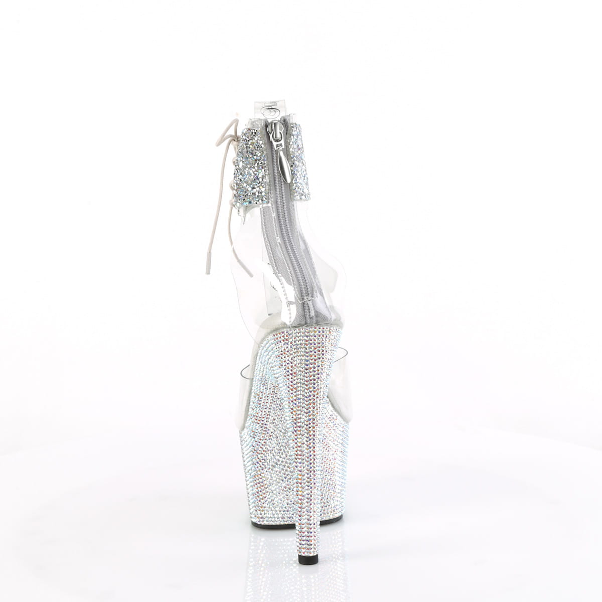 Pleaser BEJEWELED-724RS-02 Damen Sandale Transparent Silber EU 35