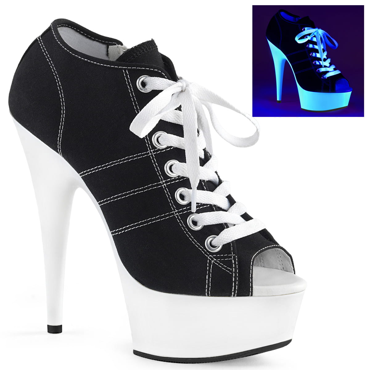 Pleaser DELIGHT-600SK-01 Damen Sneaker Schwarz EU 36