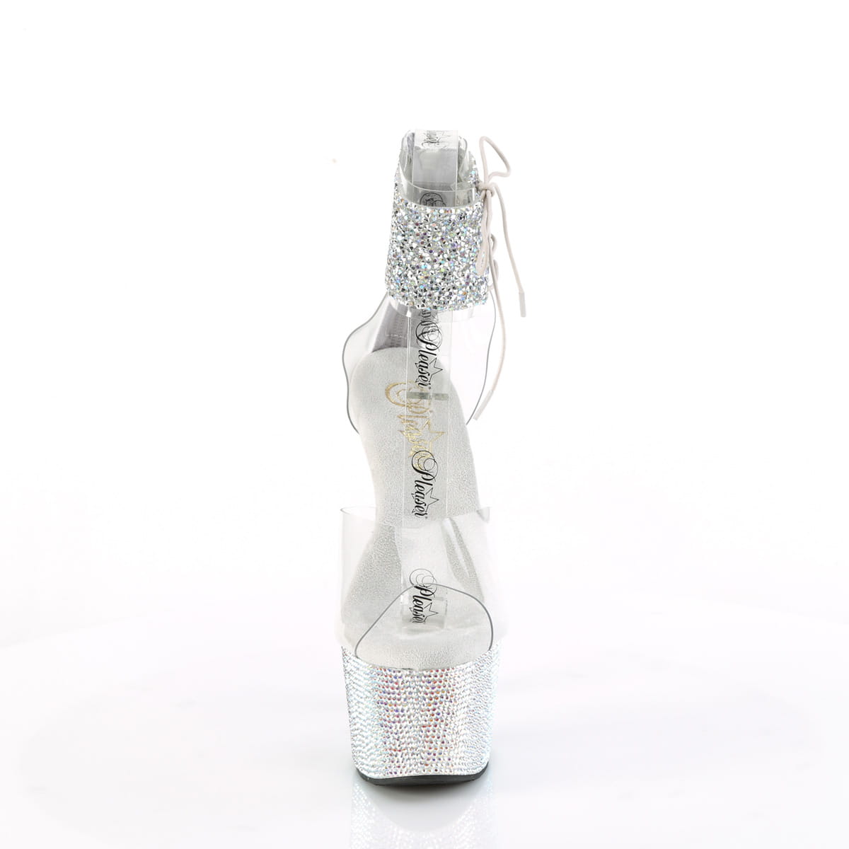 Pleaser BEJEWELED-724RS-02 Damen Sandale Transparent Silber EU 35