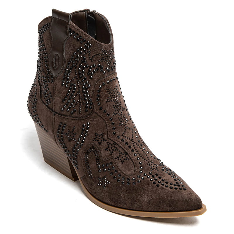 PEACHBOOTS Boho Western Bootie Braun mit Nieten PEACHBOOTS Boho Western Bootie Braun mit Nieten 41, Bekleidung, Schuhwerk, Schuh, Wildleder