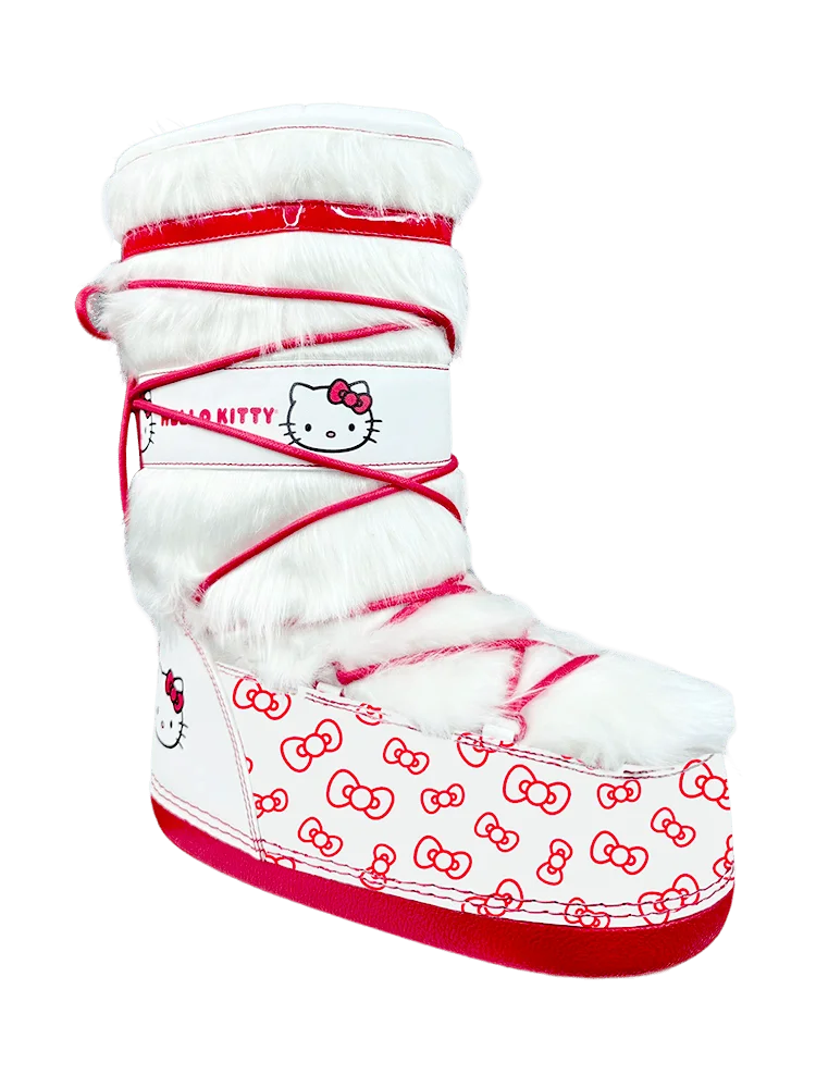 Y.R.U. Blizz Hello Kitty Snow Moon Boots Schneestiefel Weiß Rot US 8