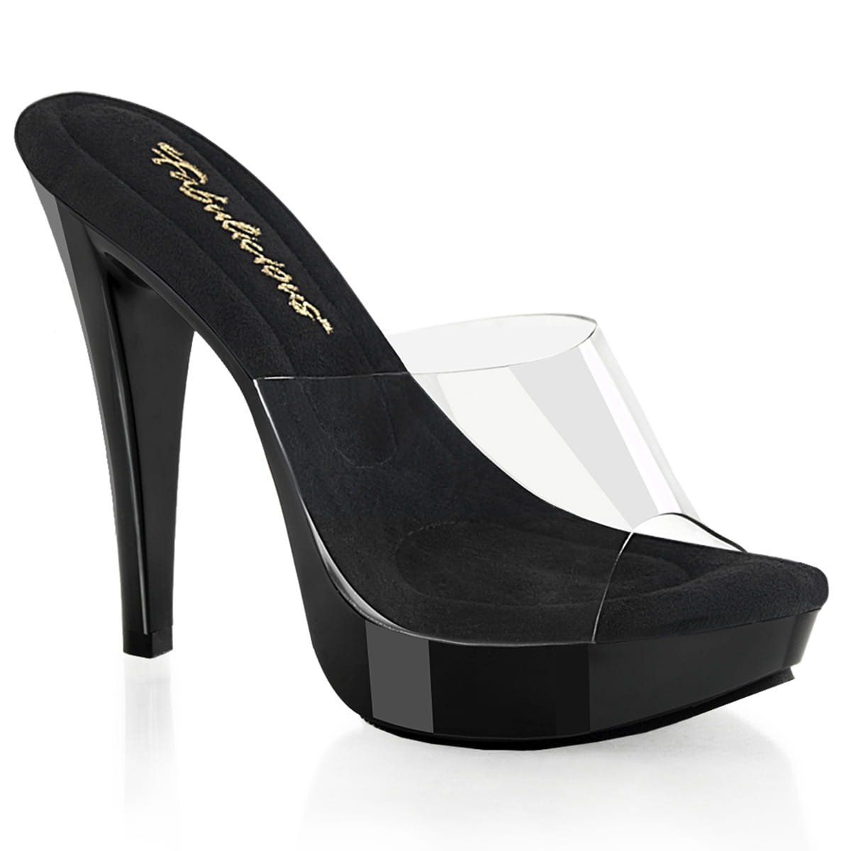 Fabulicious COCKTAIL-501 Damen Slipper Transparent Schwarz EU 44