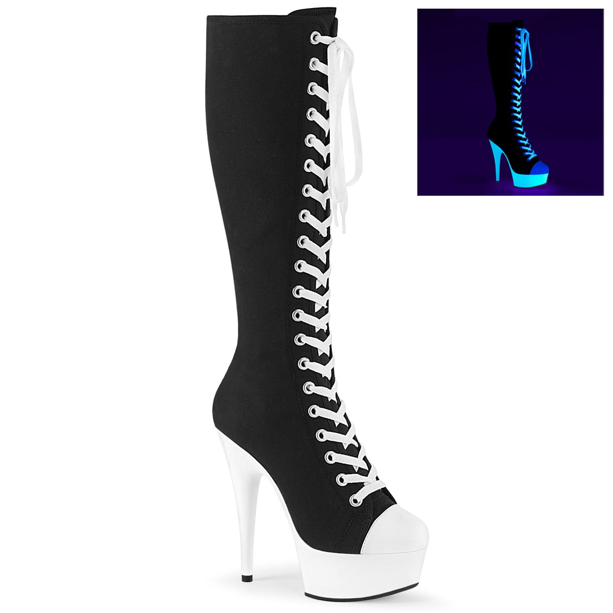 Pleaser DELIGHT-2000SK-02 Damen Sneaker Schwarz Weiß EU 36